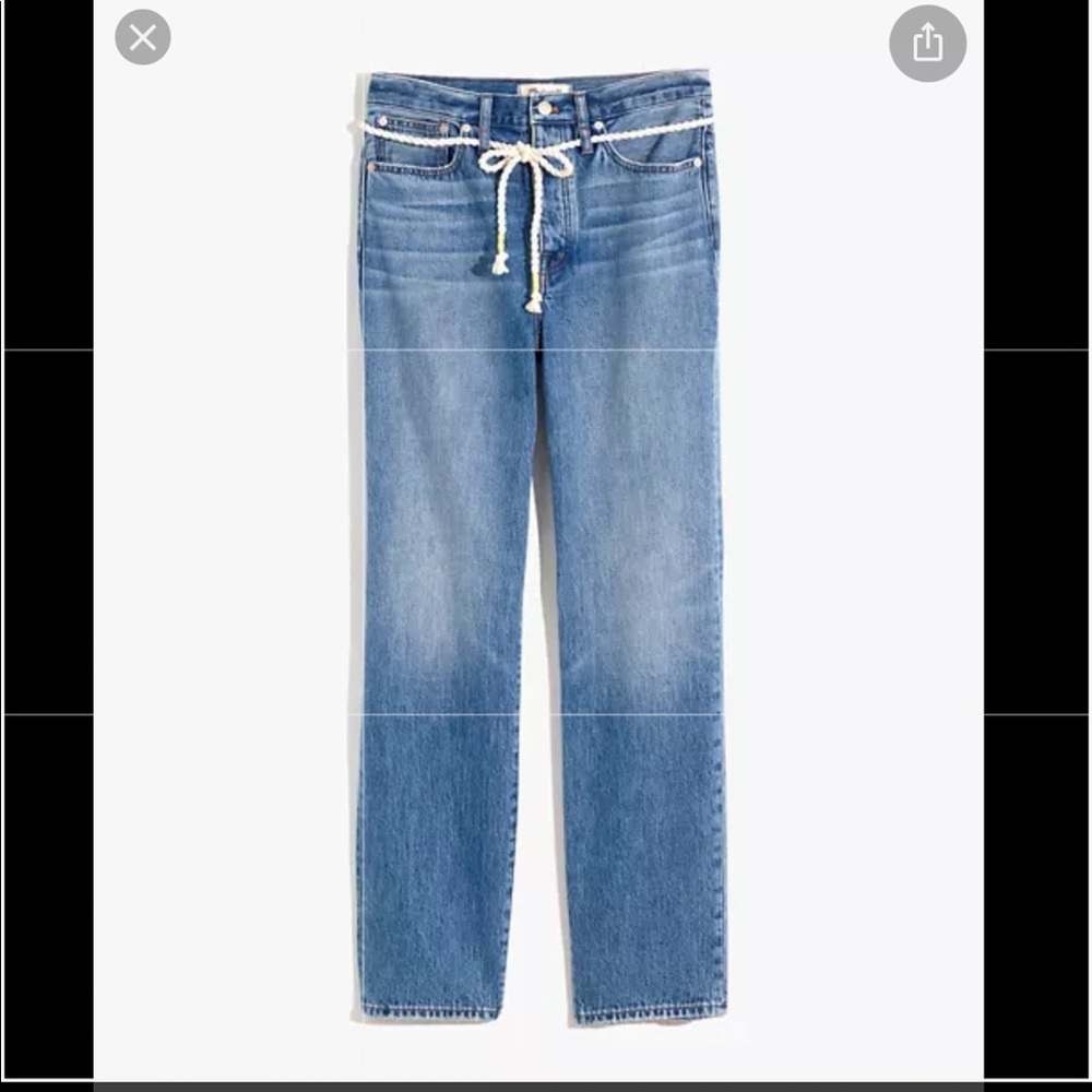 Madewell Dad Jean in Kingshill wash with rope belt